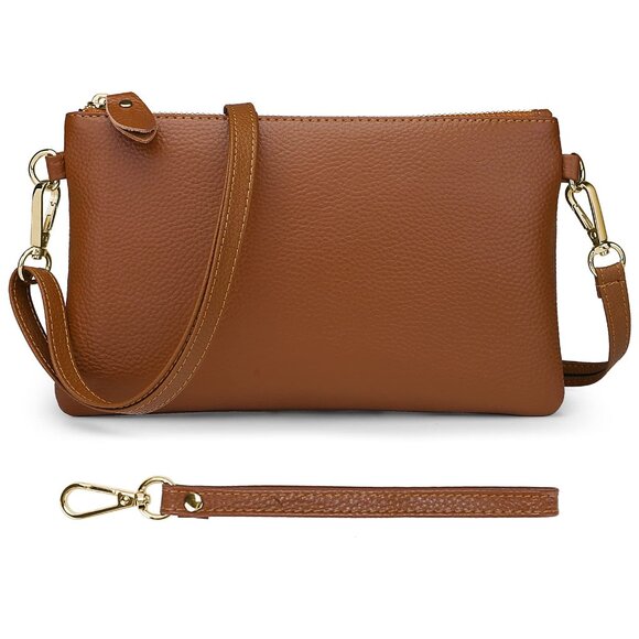 Genuine Leather Crossbody Bags for Women Wristlet- 2- Crossbody Brown - Picture 3 of 8